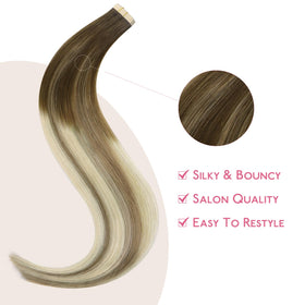 Wennalife Tape in Hair Extensions displayed with highlights