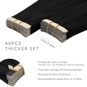 Wennalife Tape in Hair Extensions displayed with replacement tapes