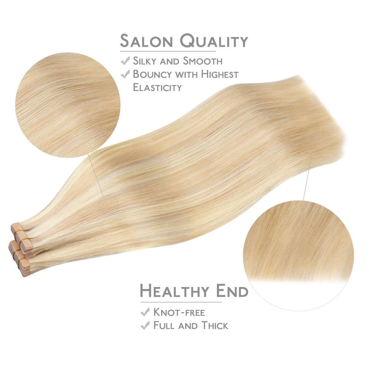 Wennalife Tape in Hair Extensions displayed with replacement tapes