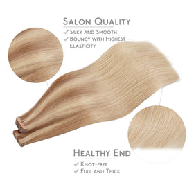 Wennalife Tape in Hair Extensions displayed with styling tools