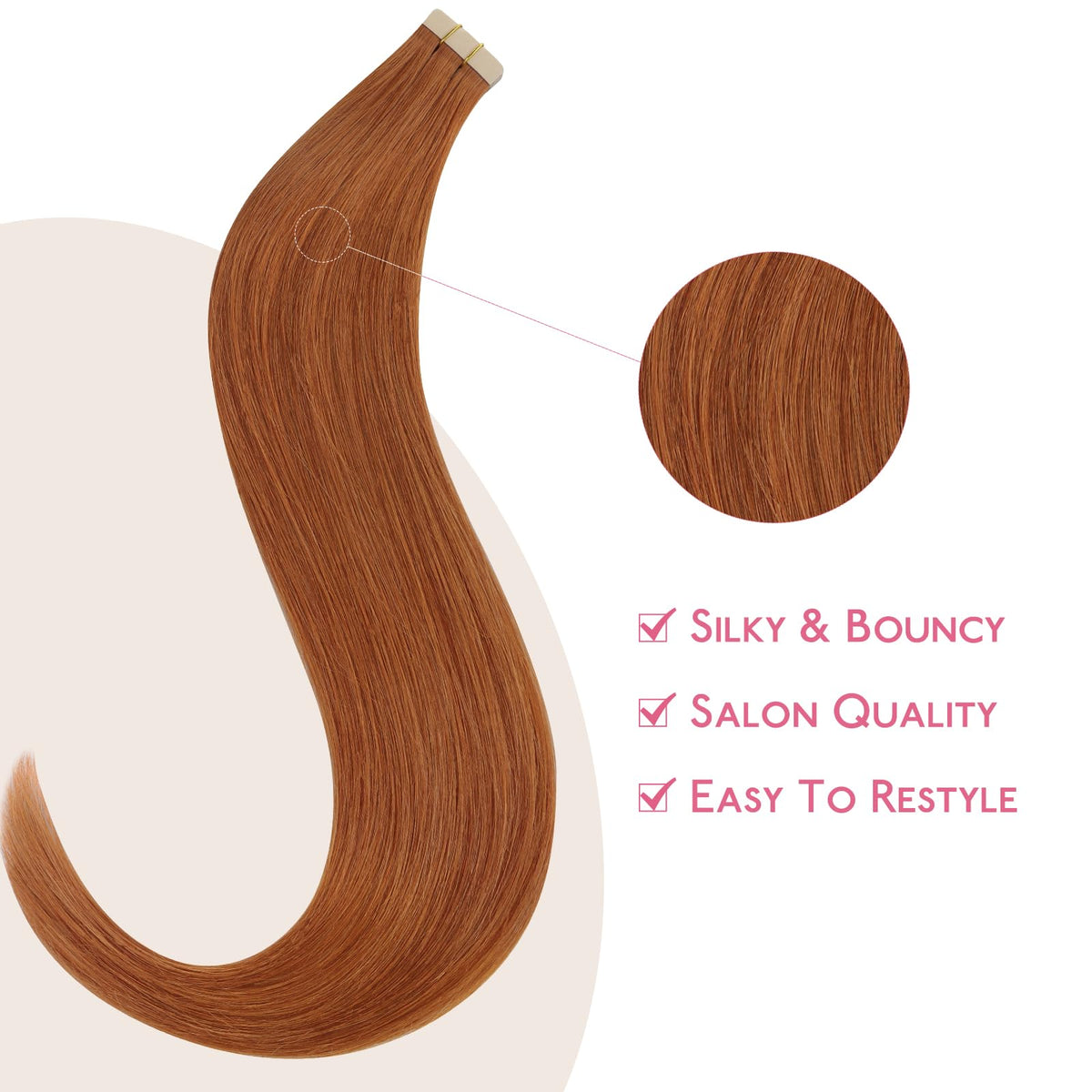 Wennalife Tape In Hair Extensions displayed with styling tools