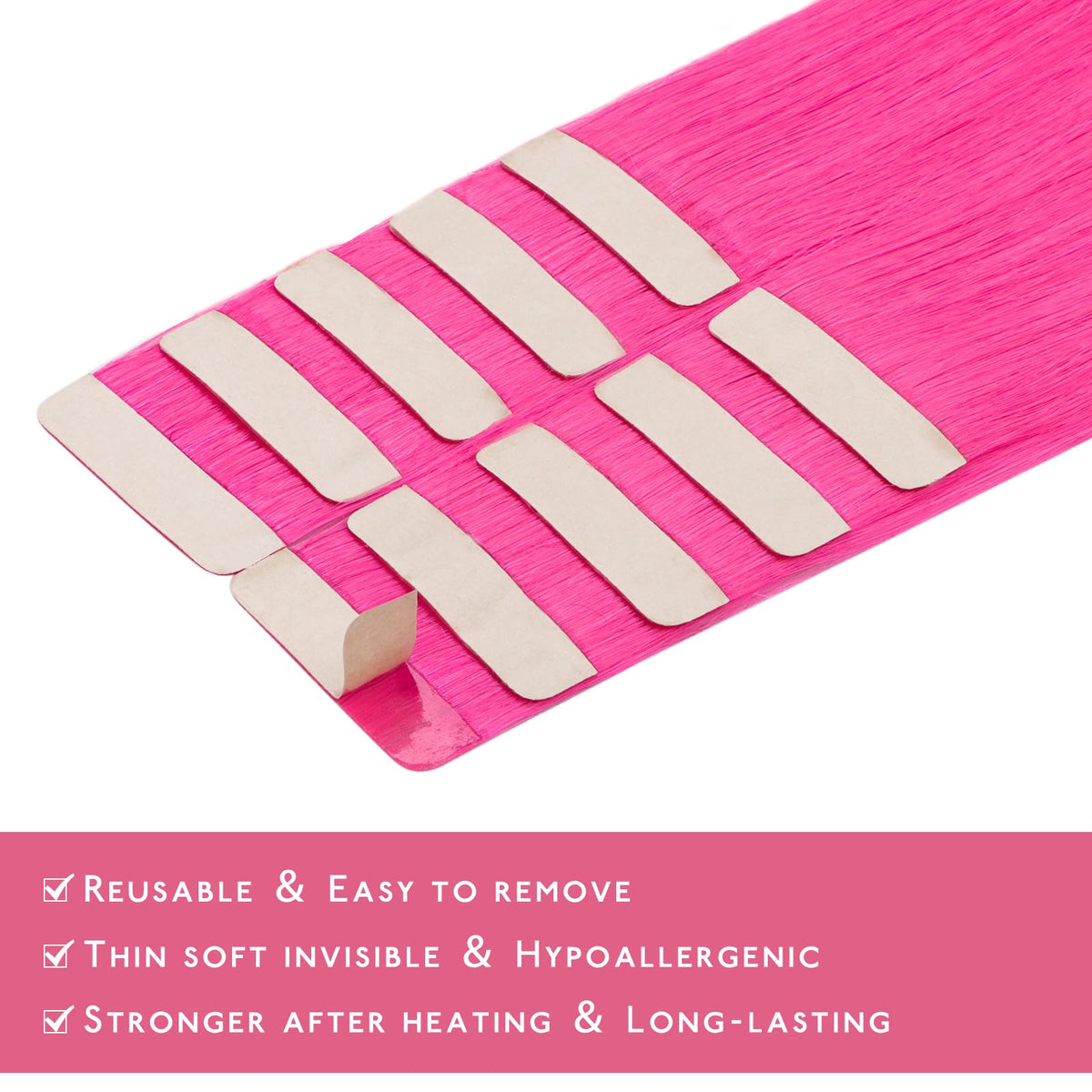 Wennalife Tape in Hair Extensions Hot Pink back view