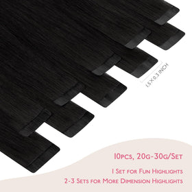 Wennalife Tape in Hair Extensions Jet Black 16 Inch packaging