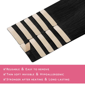 Wennalife Tape in Hair Extensions Jet Black back view