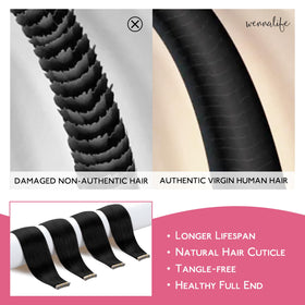 Wennalife Tape in Hair Extensions Jet Black displayed on model