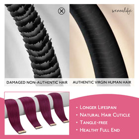 Wennalife Tape in Hair Extensions Light Burgundy 10 pcs display