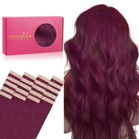 Wennalife Tape in Hair Extensions Light Burgundy 20pcs packaging
