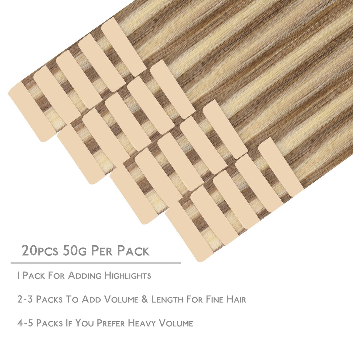 Wennalife Tape in Hair Extensions packaging and contents