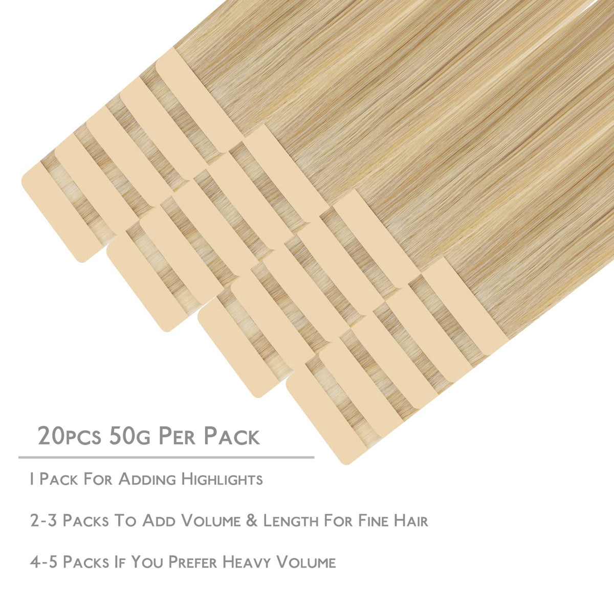 Wennalife Tape in Hair Extensions packaging and contents
