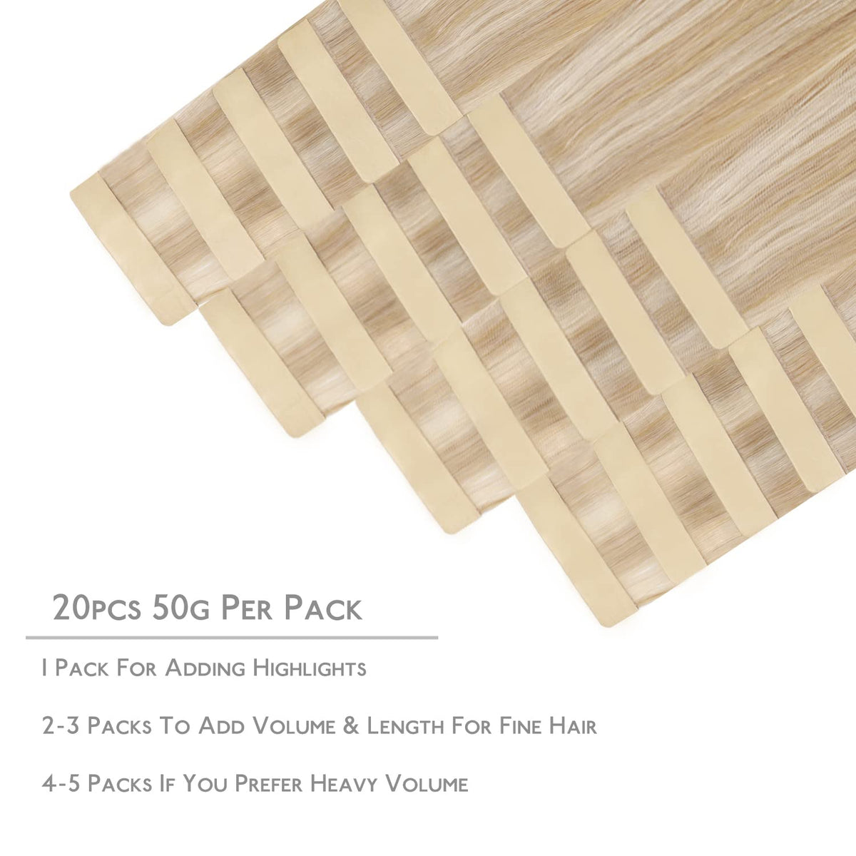 Wennalife Tape in Hair Extensions packaging details