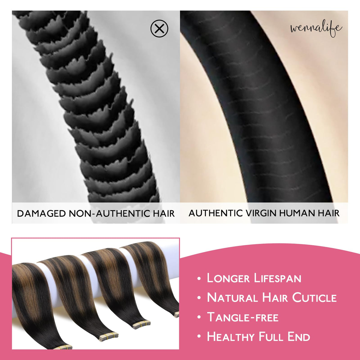 Wennalife Tape in Hair Extensions packaging front view