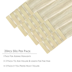 Wennalife Tape in Hair Extensions packaging with 20 pieces