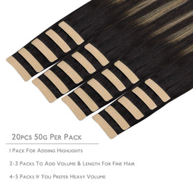 Wennalife Tape in Hair Extensions packaging with 20 pieces