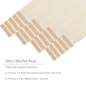 Wennalife Tape in Hair Extensions packaging with 20 pieces