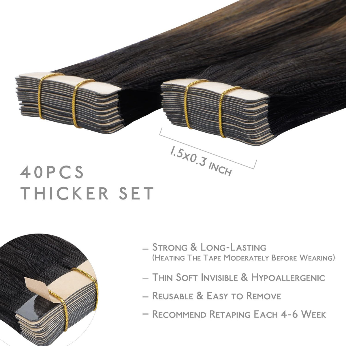 Wennalife Tape in Hair Extensions packaging with 40 pieces