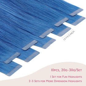 Wennalife Tape in Hair Extensions packaging with blue hair