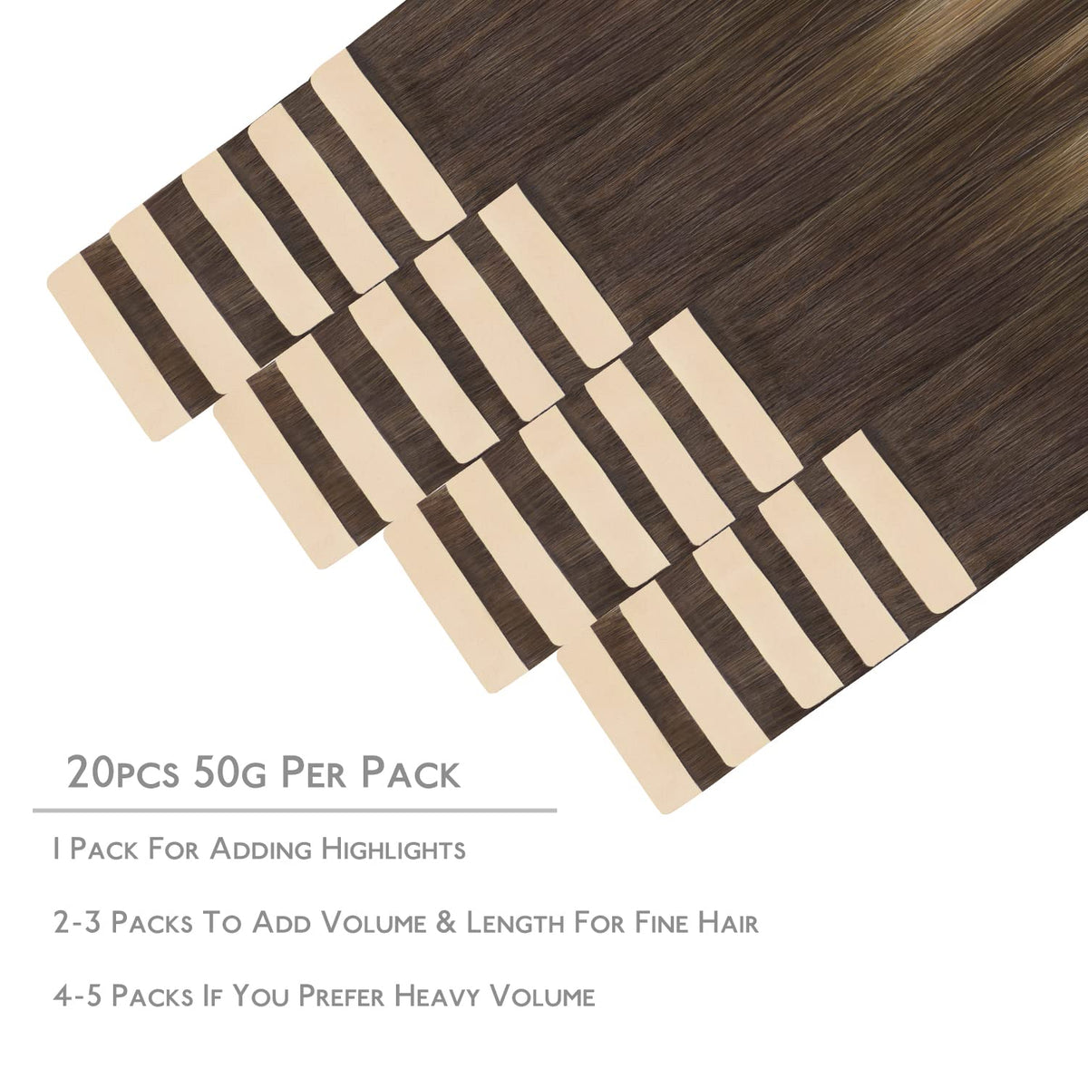 Wennalife Tape in Hair Extensions packaging with colour description