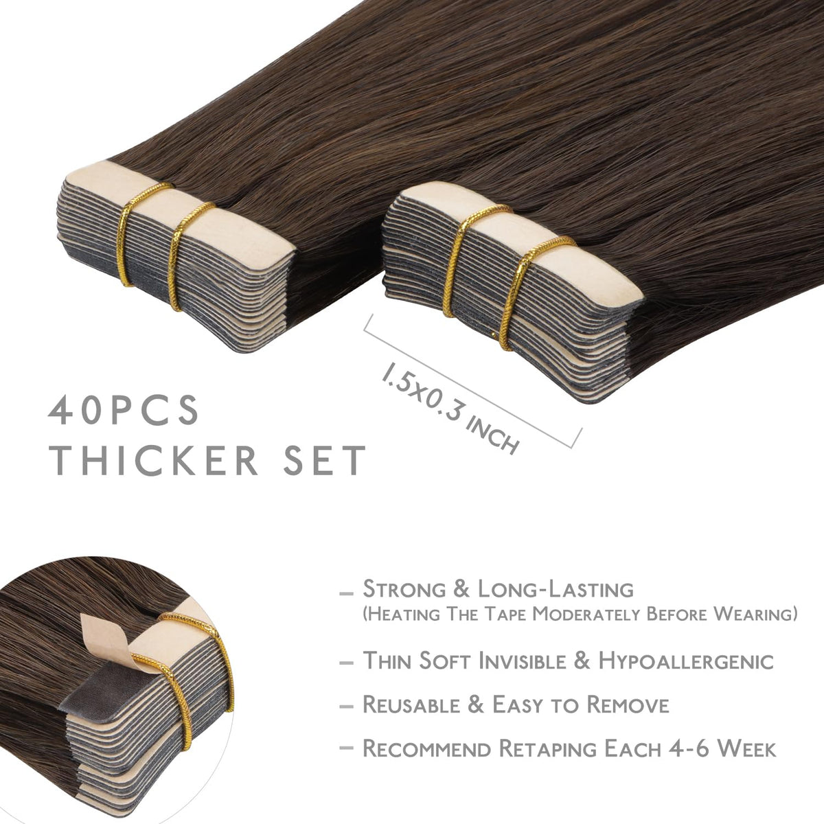 Wennalife Tape in Hair Extensions packaging with instructions