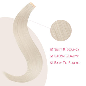 Wennalife Tape in Hair Extensions Platinum Blonde displayed on a model