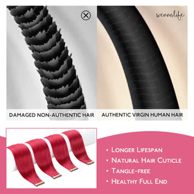 Wennalife Tape In Hair Extensions red strands close-up