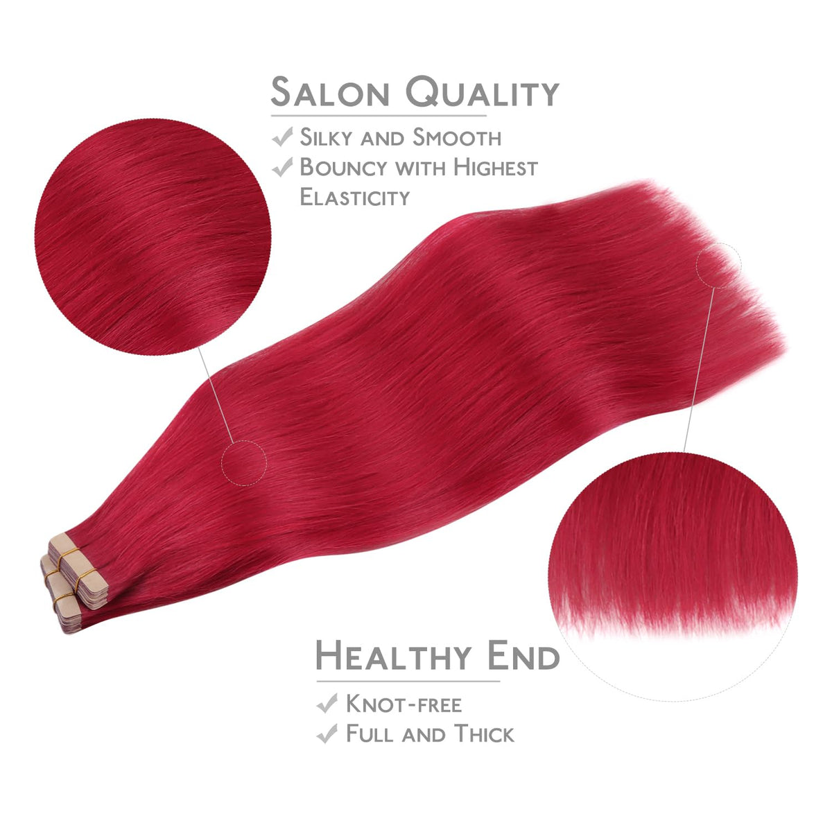 Wennalife Tape in Hair Extensions Red styled on model