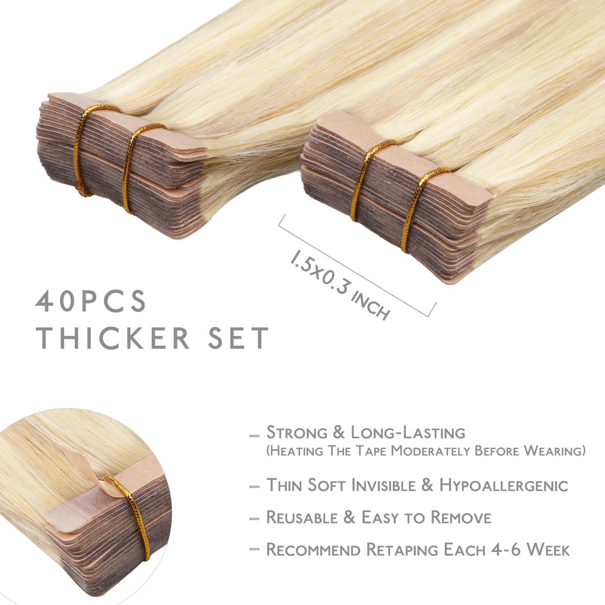 Wennalife Tape in Hair Extensions showing 40 pieces in a set