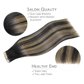 Wennalife Tape in Hair Extensions showing application process