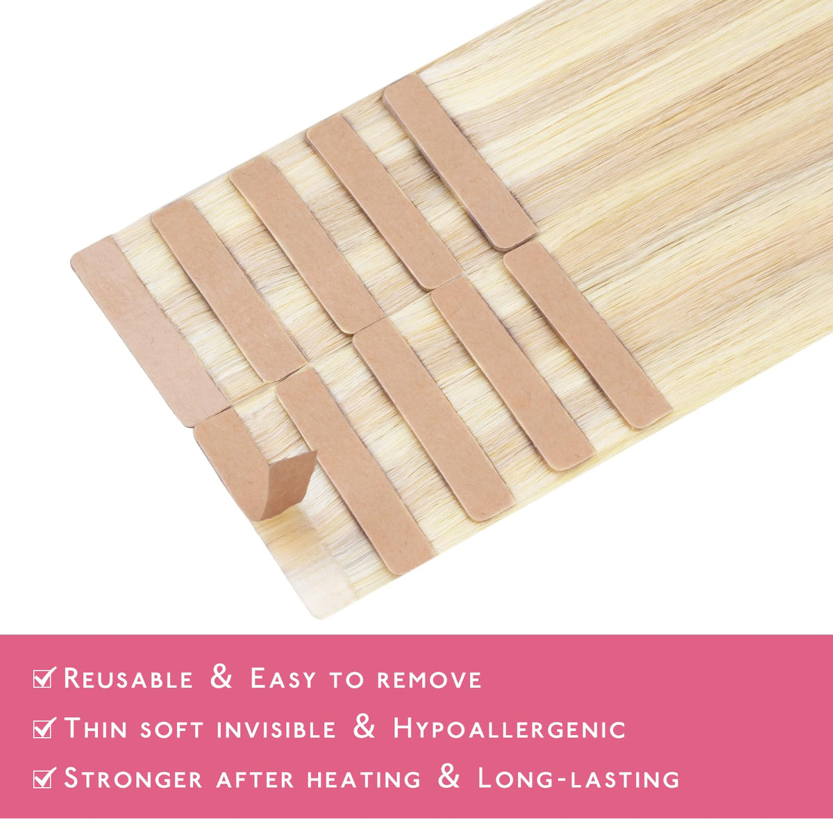 Wennalife Tape in Hair Extensions showing colour blend