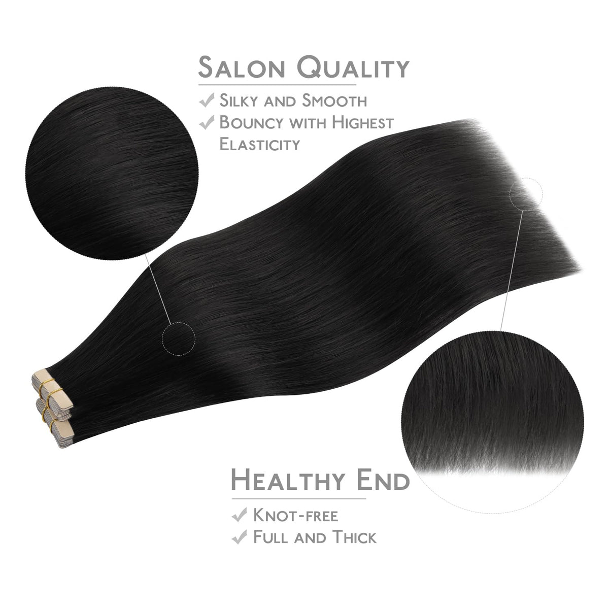 Wennalife Tape in Hair Extensions showing glossy finish