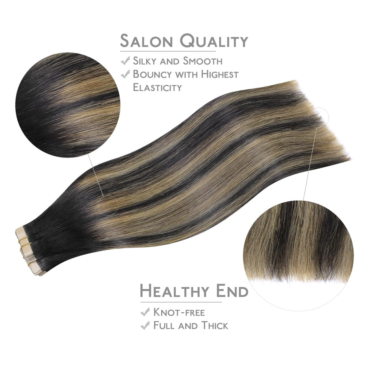Wennalife Tape in Hair Extensions showing installation process