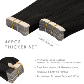 Wennalife Tape in Hair Extensions showing natural black colour