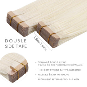 Wennalife Tape in Hair Extensions showing straight texture