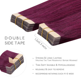 Wennalife Tape in Hair Extensions showing texture and colour