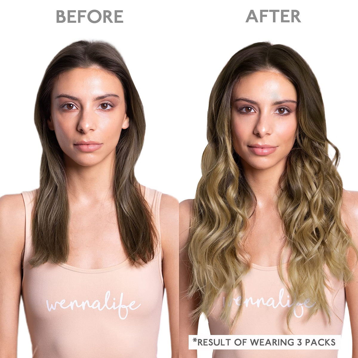 Wennalife Tape In Hair Extensions showing the invisible tape