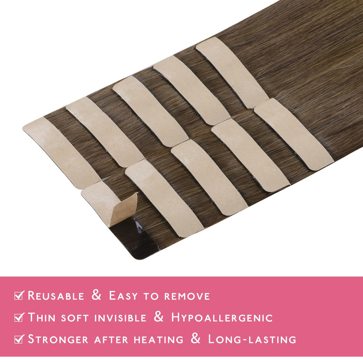 Wennalife Tape In Hair Extensions showing the invisible tape
