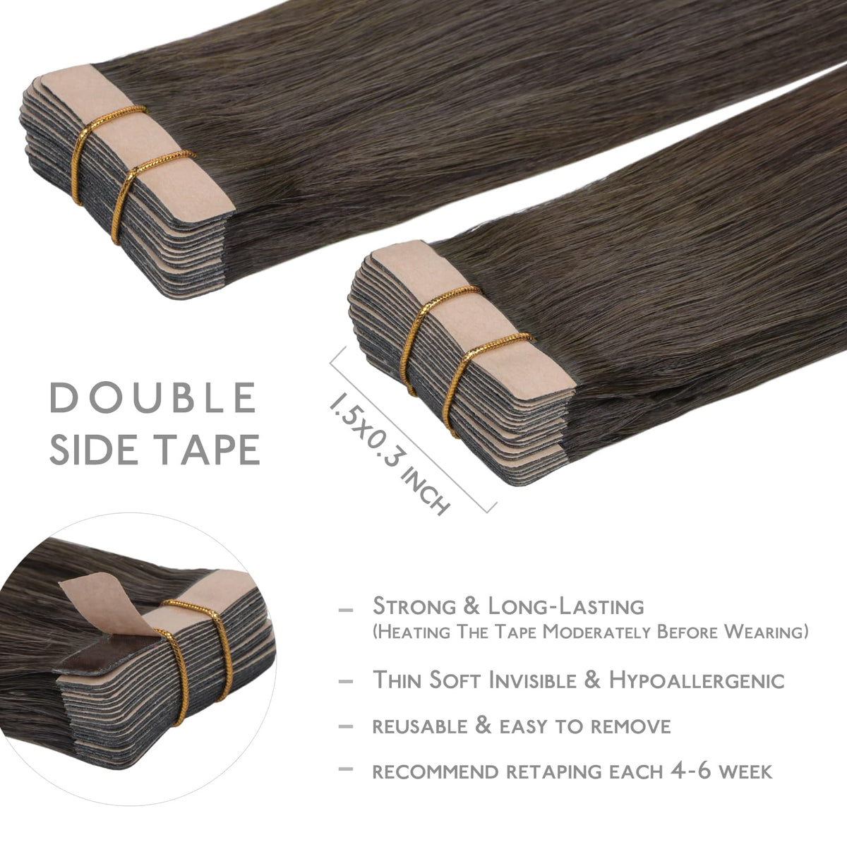 Wennalife Tape in Hair Extensions showing the texture and colour
