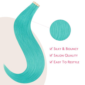 Wennalife Tape in Hair Extensions Teal Green installation process