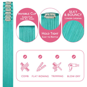 Wennalife Teal Green Clip-in Hair Extensions lifestyle scene