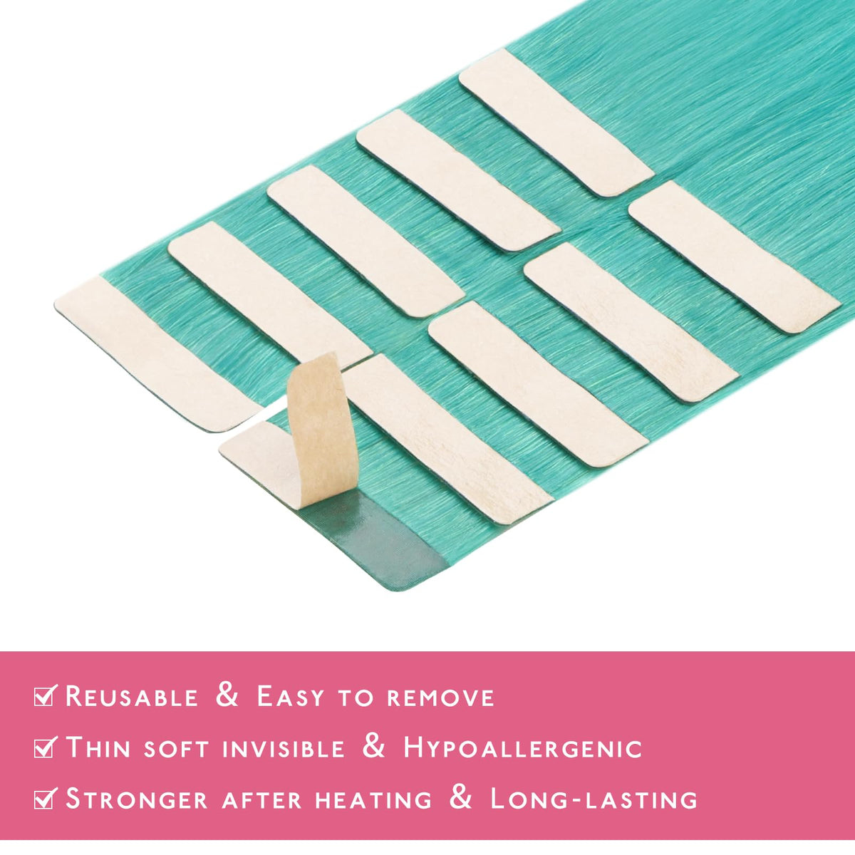 Wennalife Teal Green Tape in Hair Extensions back view