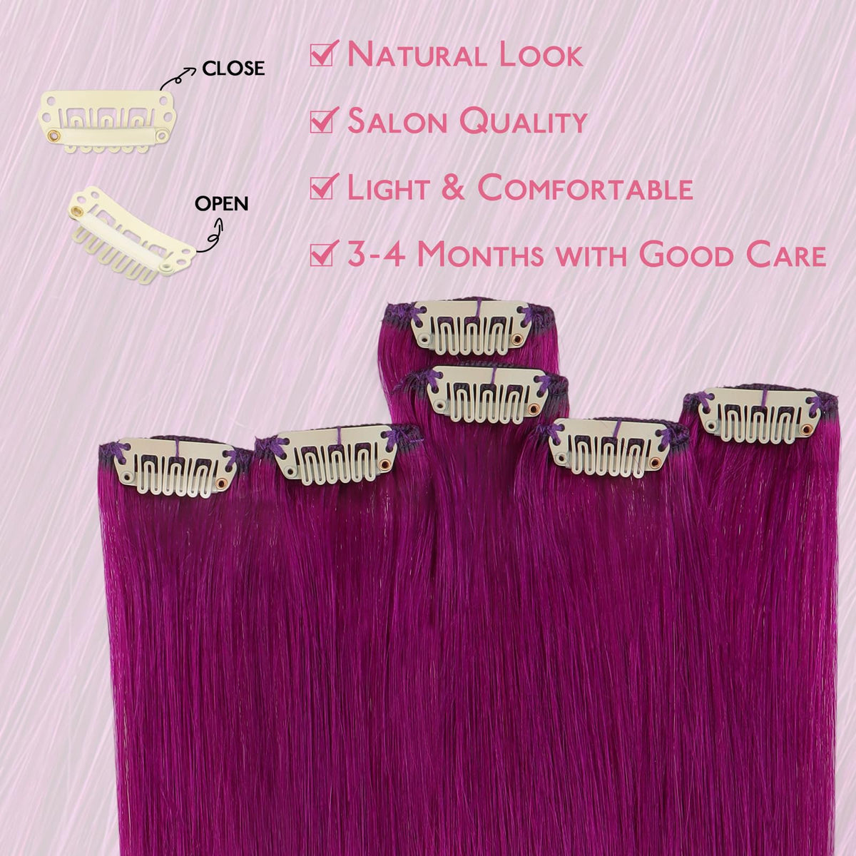Wennalife Violet Clip-in Hair Extensions packaging