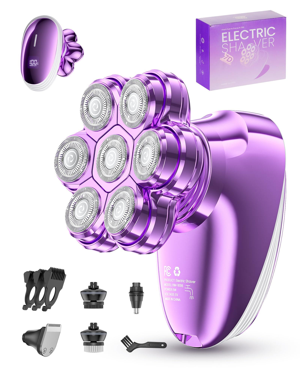 WEQOEE 5-in-1 Electric Razors for Women in purple front view