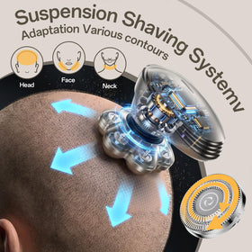 WEQOEE Electric Head Shaver 7D in use during wet shaving