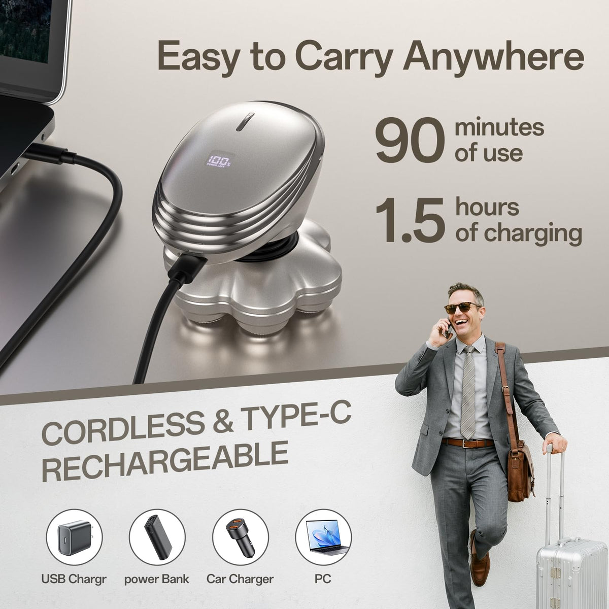 WEQOEE Electric Head Shaver 7D side view