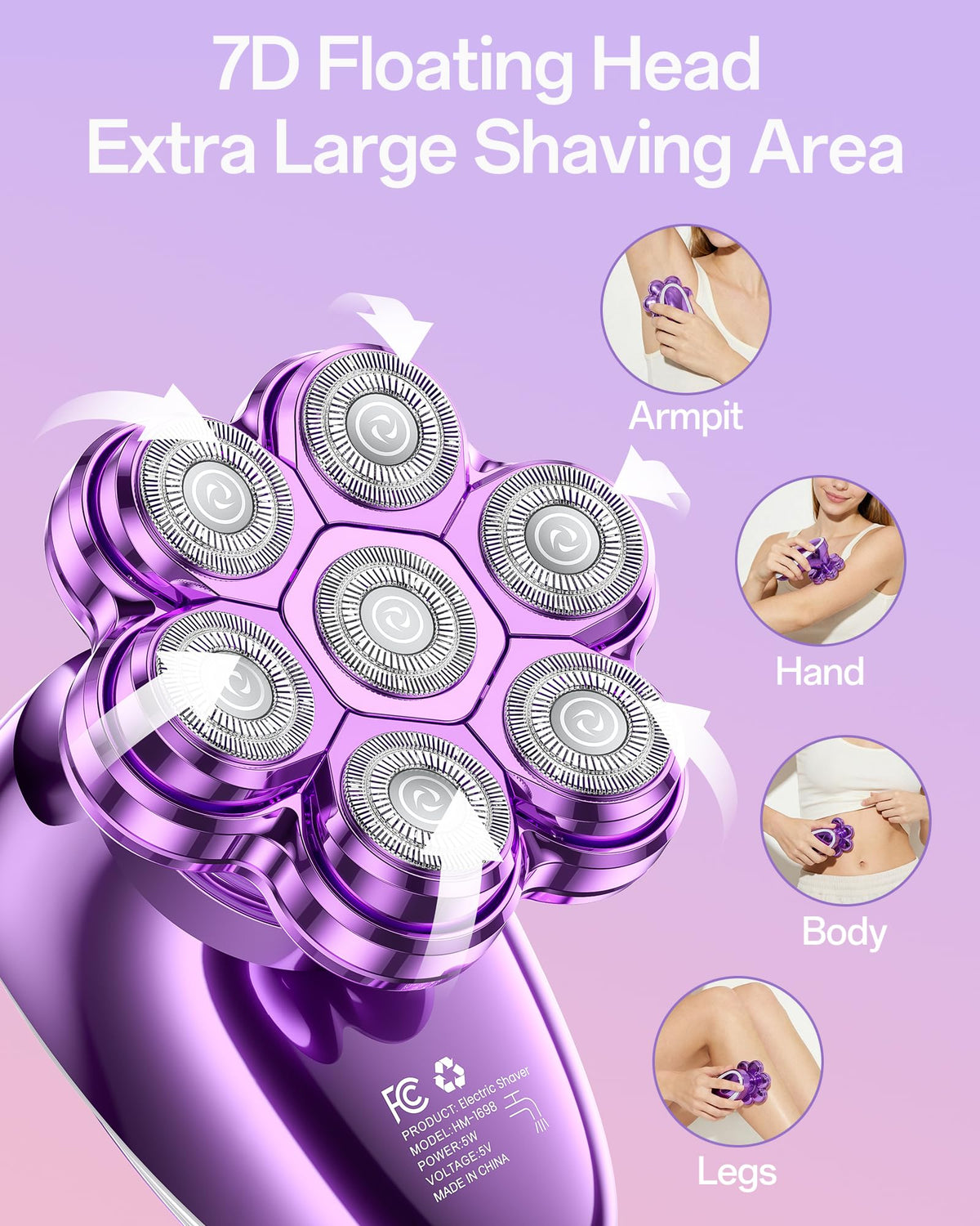 WEQOEE electric shaver showing 7D floating magnetic heads