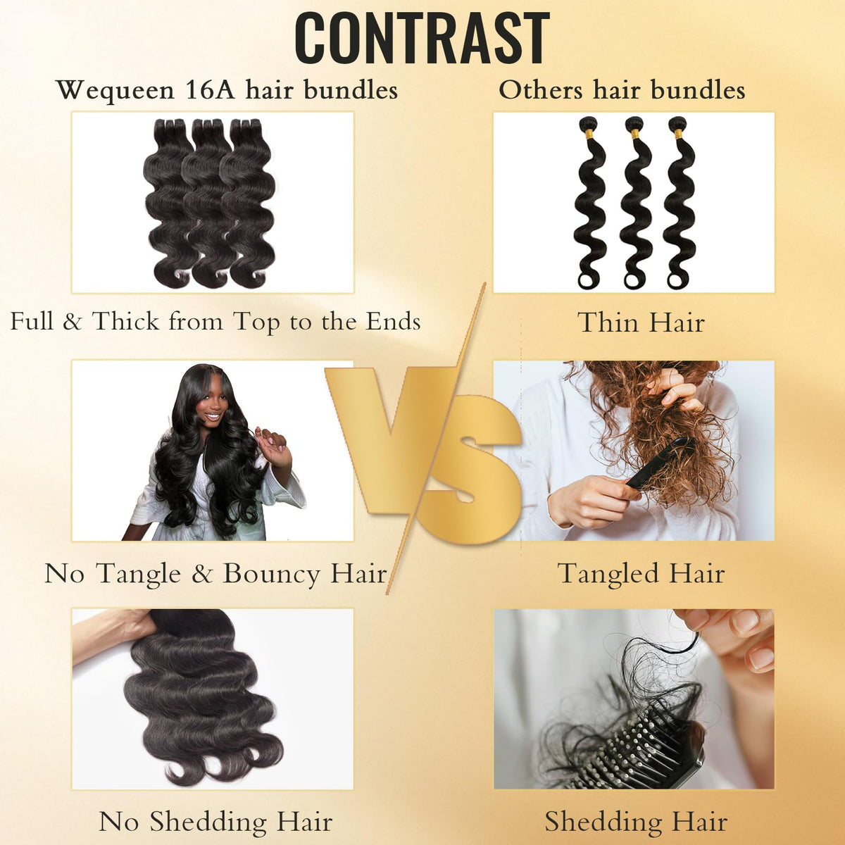 WEQUEEN Body Wave Bundles packaging with storage bag