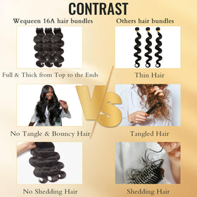 WEQUEEN Body Wave Bundles packaging with storage bag