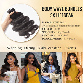 WEQUEEN Body Wave Bundles showing texture and shine