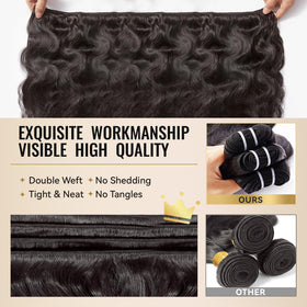 WEQUEEN Body Wave Bundles styled in a ponytail