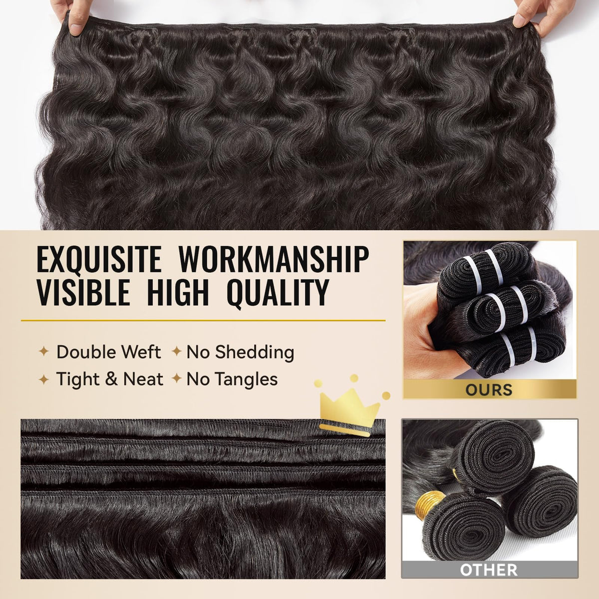 WEQUEEN Body Wave Hair Bundle 14 16 18 Inch display