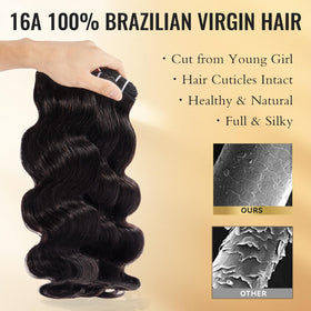 WEQUEEN Body Wave Hair Bundle 16 Inch silky texture